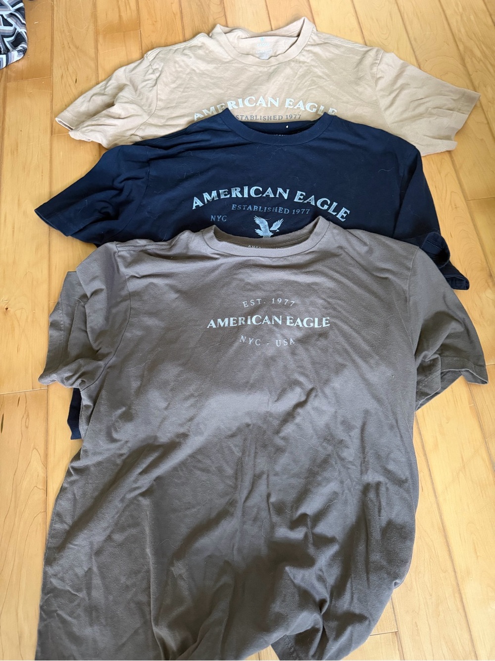 American Eagle Outfitters Men’s Crew Neck Tees - Navy, Taupe, brown
